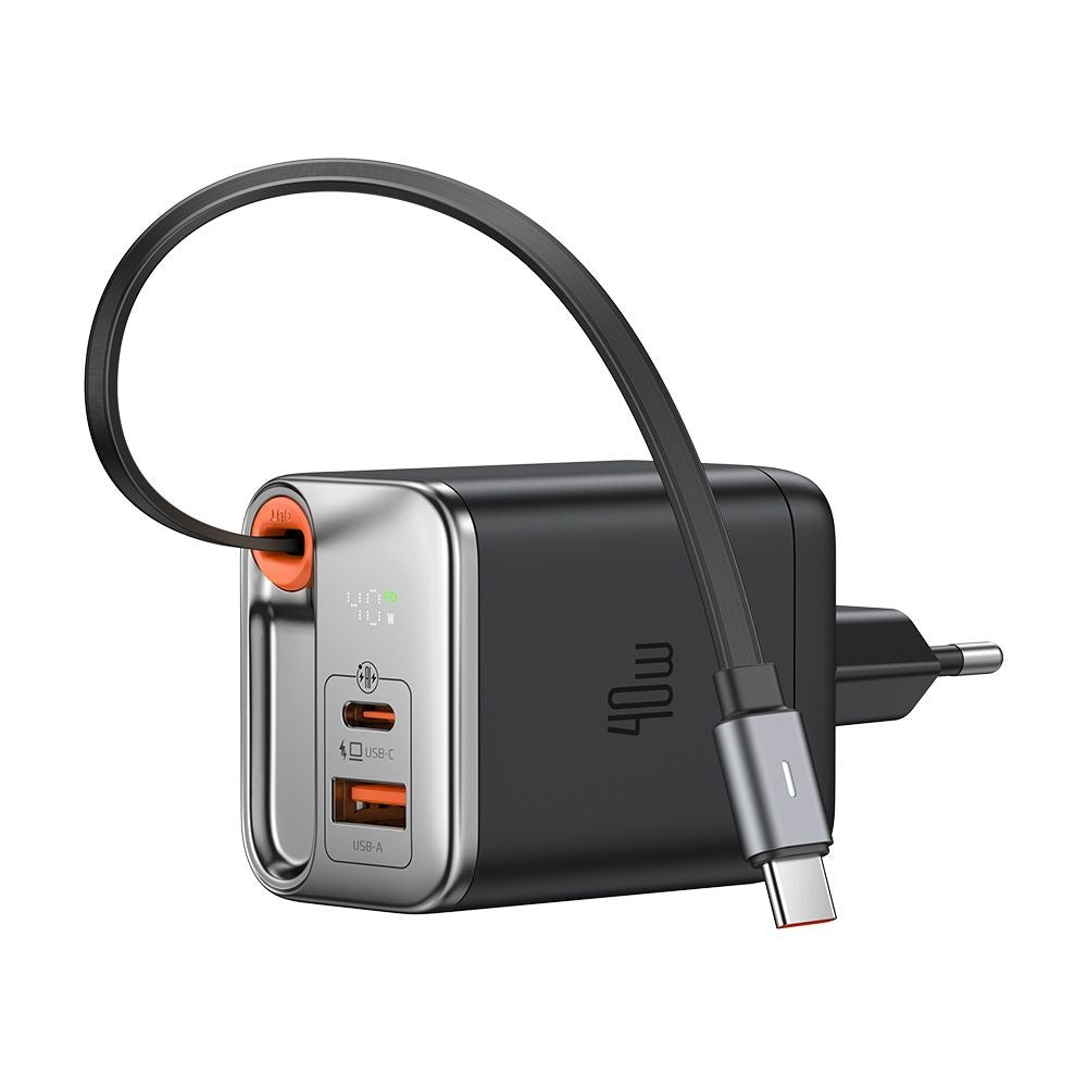 Incarcator Mcdodo (CH-4281), USB-A/USB-C, 40W, Cablu Retractabil, Negru