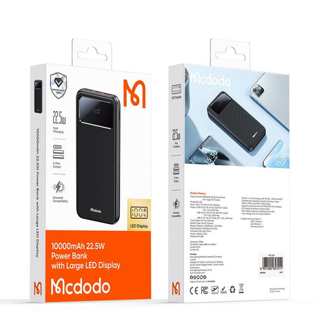 Baterie externa Mcdodo (MC-4220), Type-C + 2x USB-A Ports, 10000mAh, 22.5W, LED Display, Negru