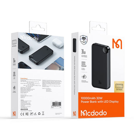 Baterie externa Mcdodo (MC-3850), USB, 2x Type-C, 10000mAh, 30W, LED Display, Negru