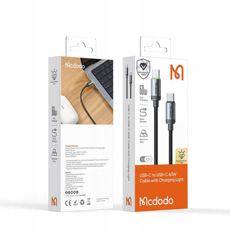 Cablu Mcdodo (CA-4410), USB-C to USB-C, Nylon Braided, Aluminum Alloy, PD60W, 1m, Negru