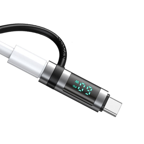 Adaptor Mcdodo Adapter Pigeon Series (OT-0180), Silicone Hook, Aluminium Alloy, Lightning to USB-C, 60W, HD LED Display, Negru