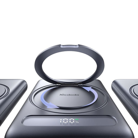 Baterie externa Mcdodo Magnetic Meta Series (MC-8361), Built-in 360° Ring Stand, 5000mAh, 20W, Digital Display, Gri Inchis