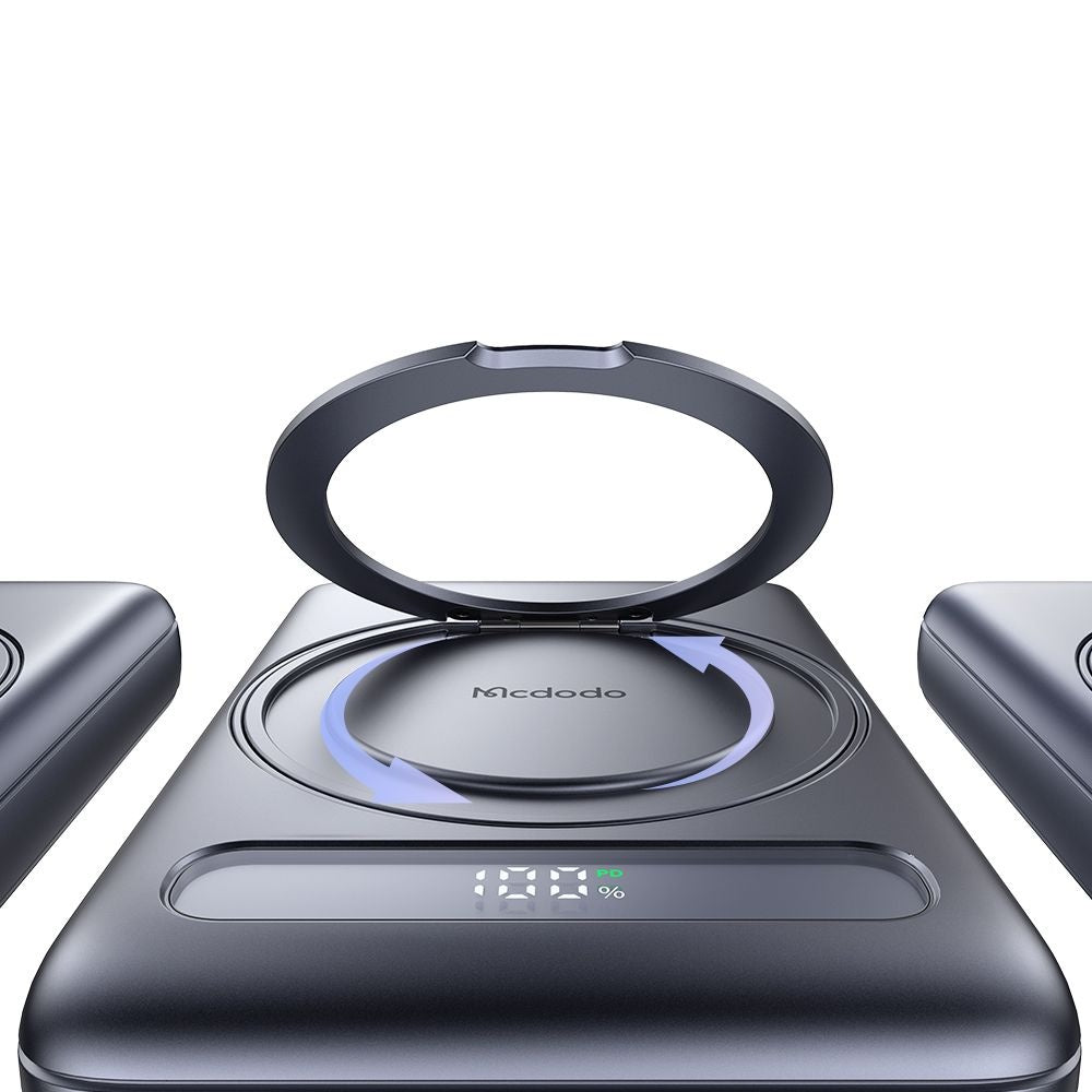 Baterie externa Mcdodo Magnetic Meta Series (MC-8371), Built-in 360° Ring Stand, 10000mAh, 20W, Digital Display, Gri Inchis