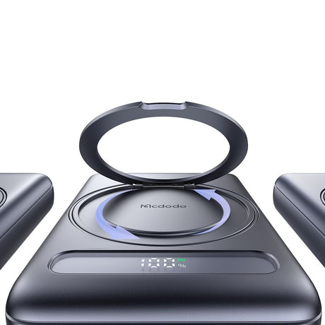 Baterie externa Mcdodo Magnetic Meta Series (MC-8371), Built-in 360° Ring Stand, 10000mAh, 20W, Digital Display, Gri Inchis