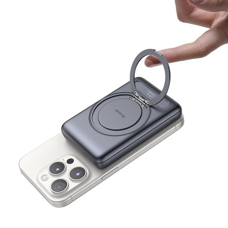 Baterie externa Mcdodo Magnetic Meta Series (MC-8371), Built-in 360° Ring Stand, 10000mAh, 20W, Digital Display, Gri Inchis