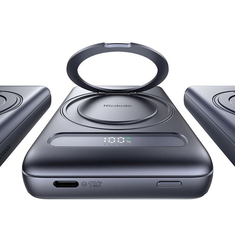 Baterie externa Mcdodo Magnetic Meta Series (MC-8371), Built-in 360° Ring Stand, 10000mAh, 20W, Digital Display, Gri Inchis
