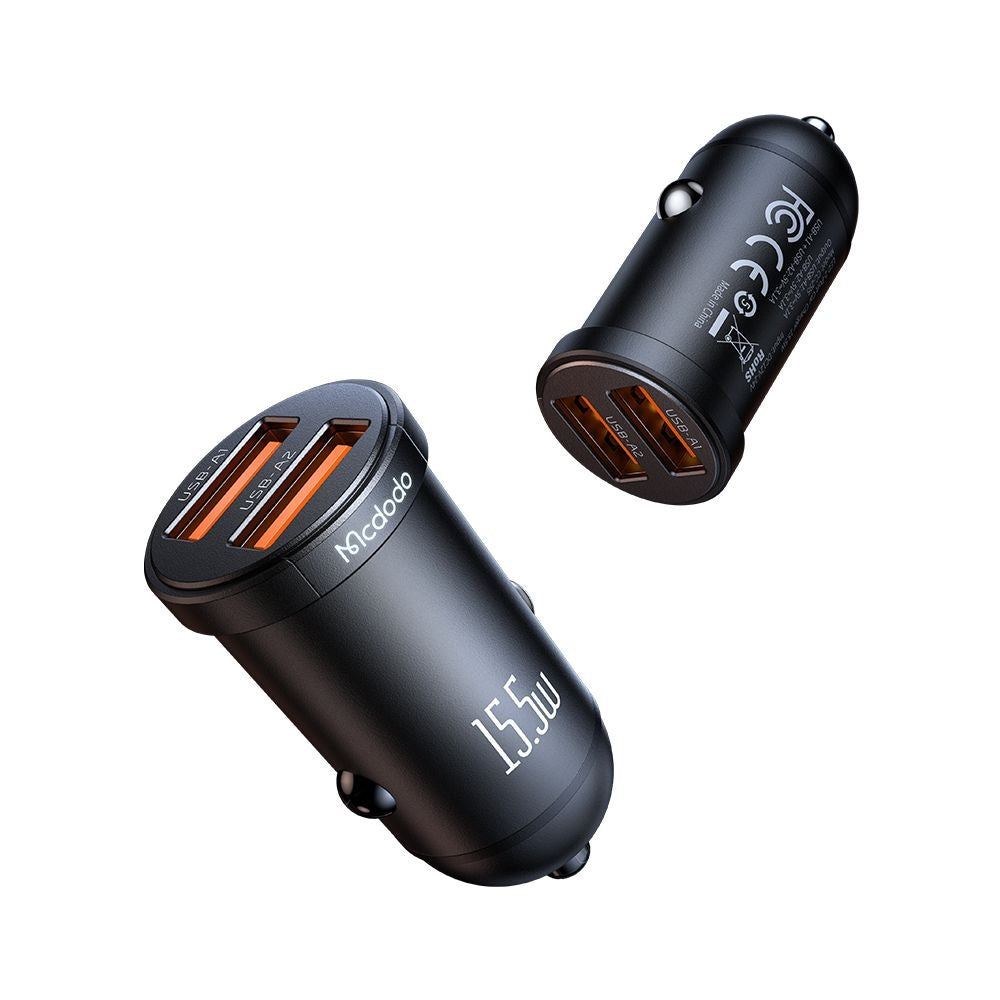 Incarcator Mcdodo Car Cool Series (CC-2950), Dual-Port, 15.5W, Mini Size, 12-24V, Negru