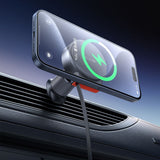 Suport Mcdodo with Wireless Charging (CH-3000), for Air Vent, 15W, Dual Magnetic Coils, Built-in Retractable Cable, Negru