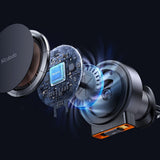 Suport Mcdodo with Wireless Charging (CH-0091), for Air Vent, 15W, Qi2, Built-in Retractable Cable, Auriu Desert