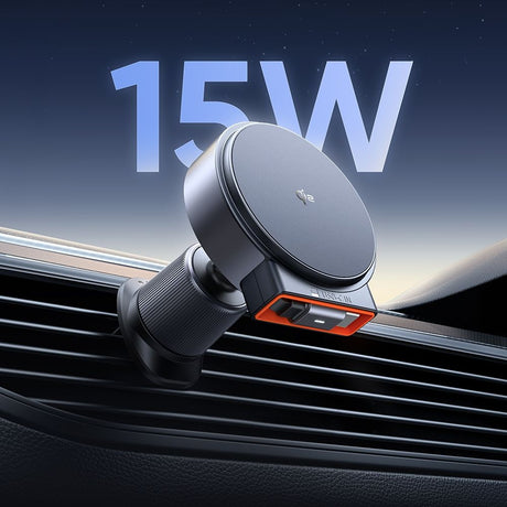Suport Mcdodo with Wireless Charging (CH-0091), for Air Vent, 15W, Qi2, Built-in Retractable Cable, Auriu Desert