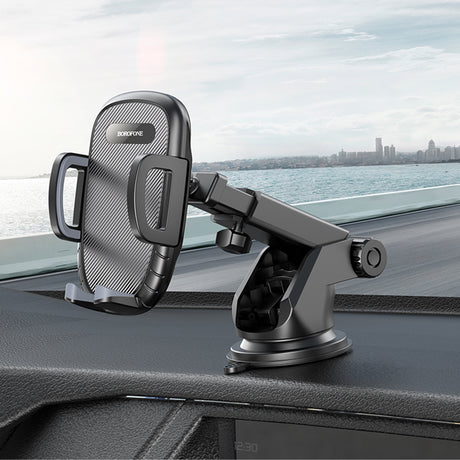 Suport Borofone Windy (BH53), with Suction Cup, for Dashboard/Windshield, 4.5-6.7" Phone, Negru Grey