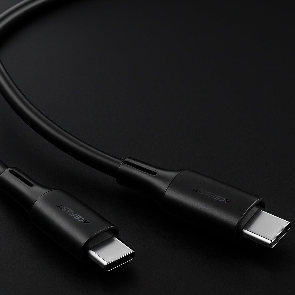 Cablu Acefast (C17-03), Type-C to Type-C, Fast Charging, 60W, 3A, Bend-Resistant, Soft Silicone, 1.2m, Negru