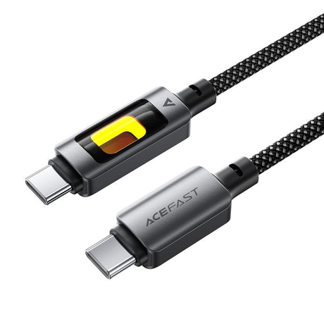 Cablu Acefast (C21-03), Fast Charge, Type-C to Type-C, 60W, 3A, Colorful Gradient Lighting Effect, 1.2m, Negru