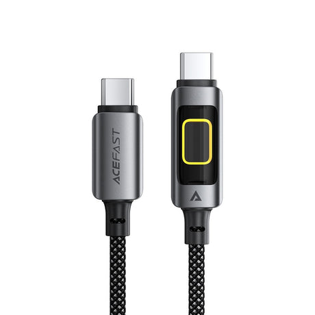 Cablu Acefast (C21-03), Fast Charge, Type-C to Type-C, 60W, 3A, Colorful Gradient Lighting Effect, 1.2m, Negru