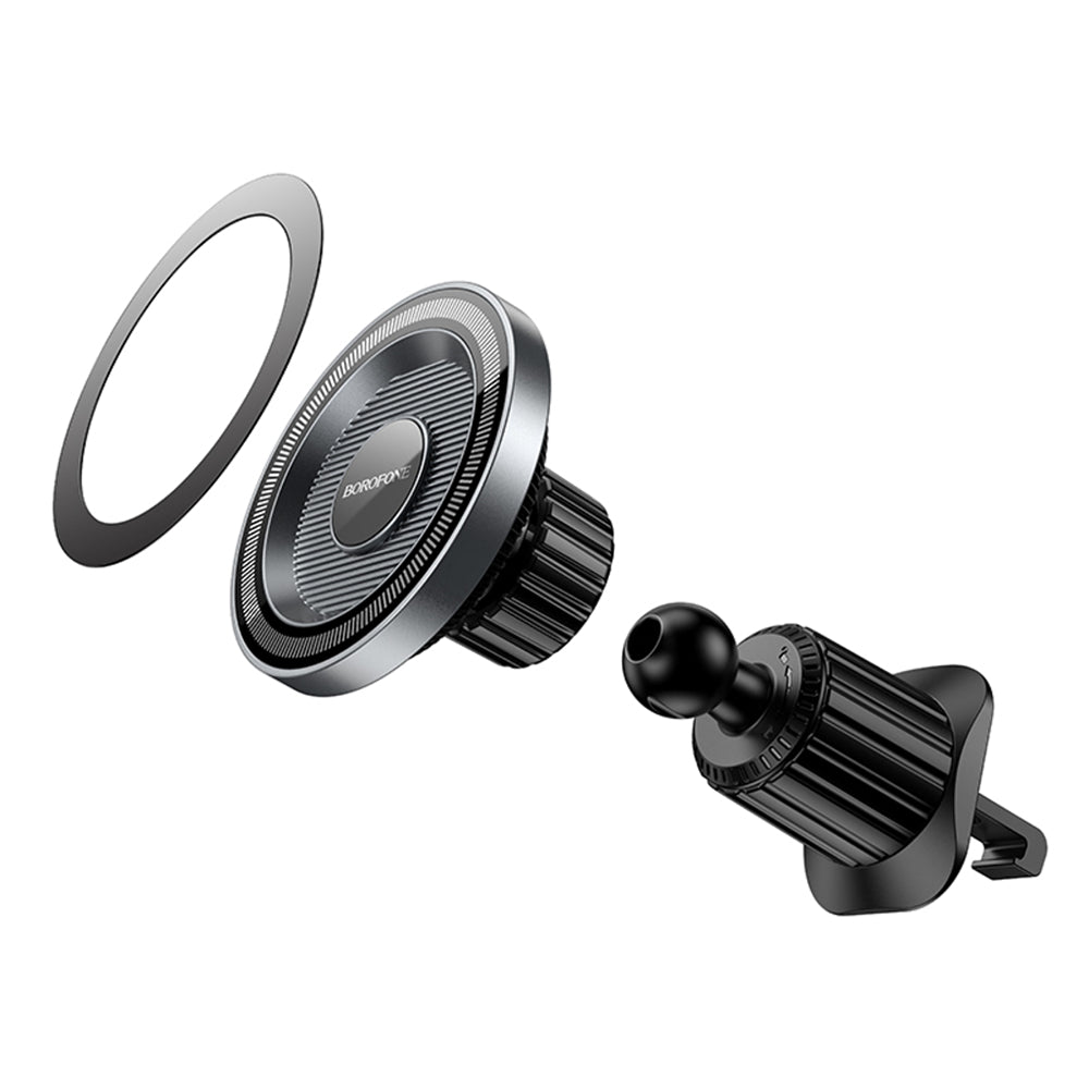 Suport Auto Borofone Profit (BH122), Magnetic, Grila Ventilatie, Negru