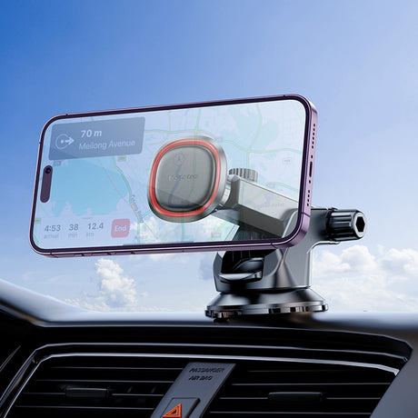 Suport Borofone Roman (BH125), Magnetic, with Suction Cup, for Dashboard/Windshield, 360° Adjust, Negru Gray