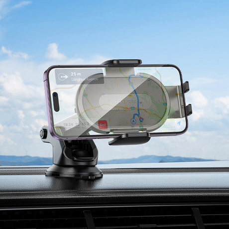 Suport Borofone Rio (BH134), for Dashboard/Windshield, 360° Adjust, ABS, Silicone, 4.5–7", Negru