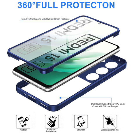 Folie de protectie Techsuit ColorVerse 360 Series + compatibil cu Xiaomi Redmi 15 4G / Redmi 15 5G, Albastru