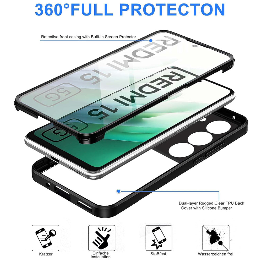 Folie de protectie Techsuit ColorVerse 360 Series + compatibil cu Xiaomi Redmi 15 4G / Redmi 15 5G, Negru
