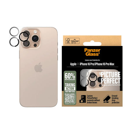Folie de protectie PanzerGlass® PicturePerfect Camera Lens compatibil cu iPhone 16 Pro / iPhone 16 Pro Max, Transparent