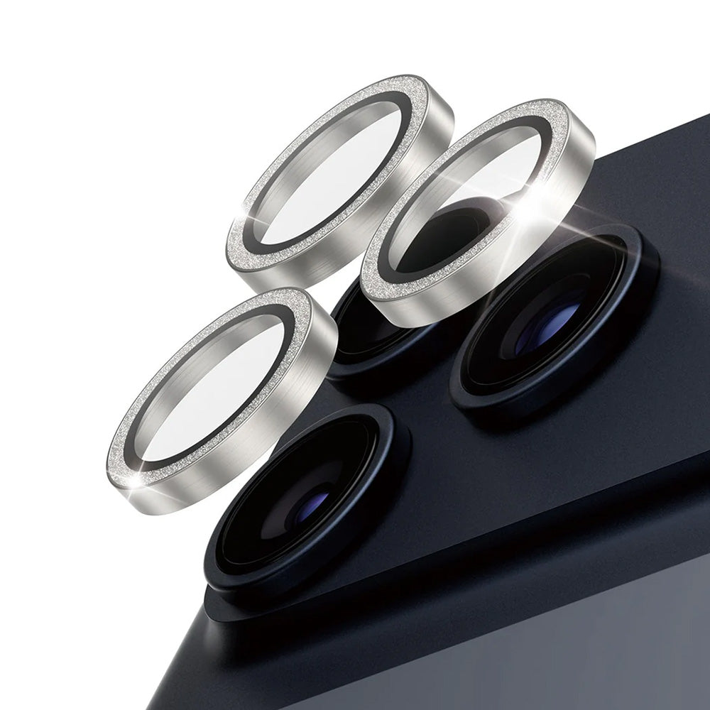 Folie de protectie PanzerGlass® Hoops® Camera Lens compatibil cu iPhone 17 Pro / iPhone 17 Pro Max / iPhone 16 Pro / iPhone 16 Pro Max, Glitter Silver