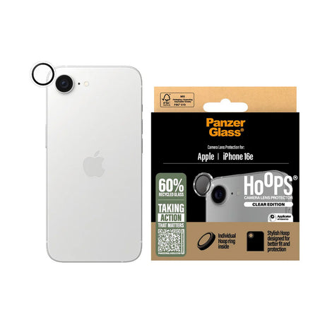Folie de protectie PanzerGlass® Hoops® Camera Lens compatibil cu iPhone 16e / iPhone 17e, Transparent