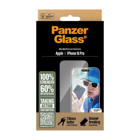Folie de protectie PanzerGlass® Ultra-Wide Fit compatibil cu iPhone 16 Pro, Negru