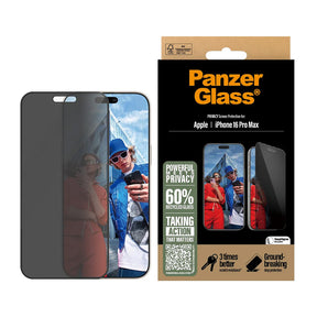 Folie de protectie PanzerGlass® Ultra-Wide Fit Privacy w. EasyAligner compatibil cu iPhone 16 Pro Max, Negru