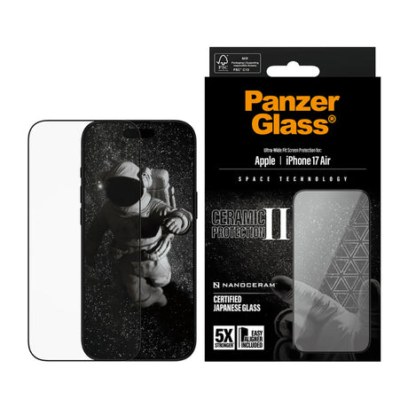 Folie de protectie PanzerGlass® Ultra-Wide Fit Ceramic II w. EasyAligner compatibil cu iPhone 17 Air, Negru