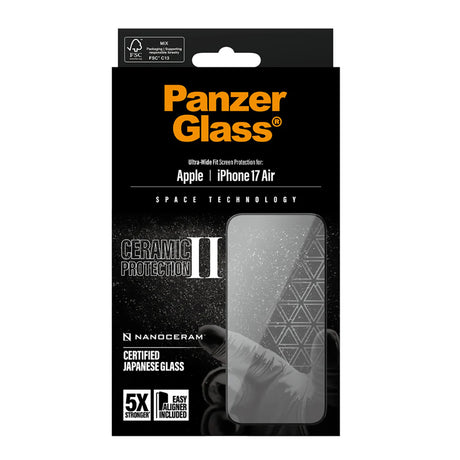 Folie de protectie PanzerGlass® Ultra-Wide Fit Ceramic II w. EasyAligner compatibil cu iPhone 17 Air, Negru