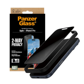 Folie de protectie PanzerGlass® Ultra-Wide Fit 2-Way Privacy w. EasyAligner compatibil cu iPhone 17 Pro, Negru