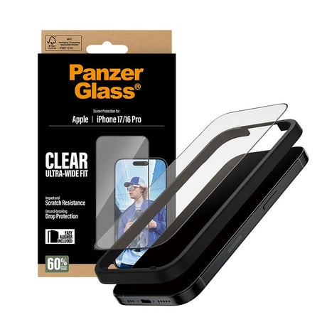 Folie de protectie PanzerGlass® Ultra-Wide Fit w. EasyAligner compatibil cu iPhone 17 / iPhone 16 Pro, Negru