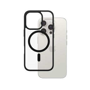 Husa de protectie PanzerGlass® HardCase Black MagSafe & Frame Series compatibil cu iPhone 16 Pro, Transparent