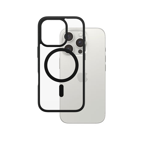 Husa de protectie PanzerGlass® HardCase Black MagSafe & Frame Series compatibil cu iPhone 16 Pro, Transparent