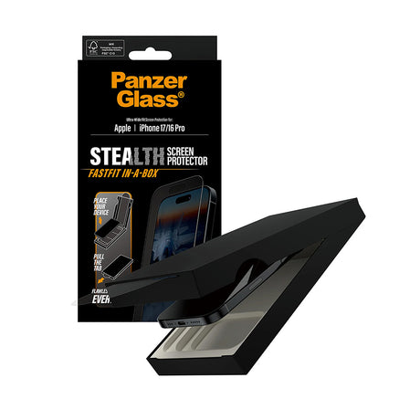 Folie de protectie PanzerGlass® Ultra-Wide Fit Stealth w. FASTFIT IN-A-BOX compatibil cu iPhone 17 / iPhone 16 Pro, Negru