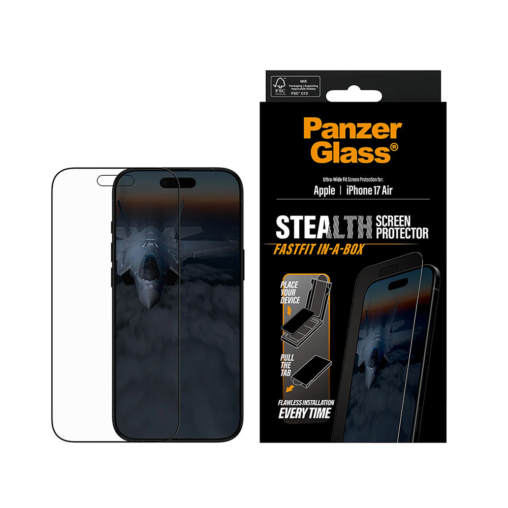 Folie de protectie PanzerGlass® Ultra-Wide Fit Stealth w. FASTFIT IN-A-BOX compatibil cu iPhone 17 Air, Negru