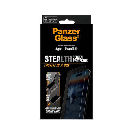 Folie de protectie PanzerGlass® Ultra-Wide Fit Stealth w. FASTFIT IN-A-BOX compatibil cu iPhone 17 Air, Negru