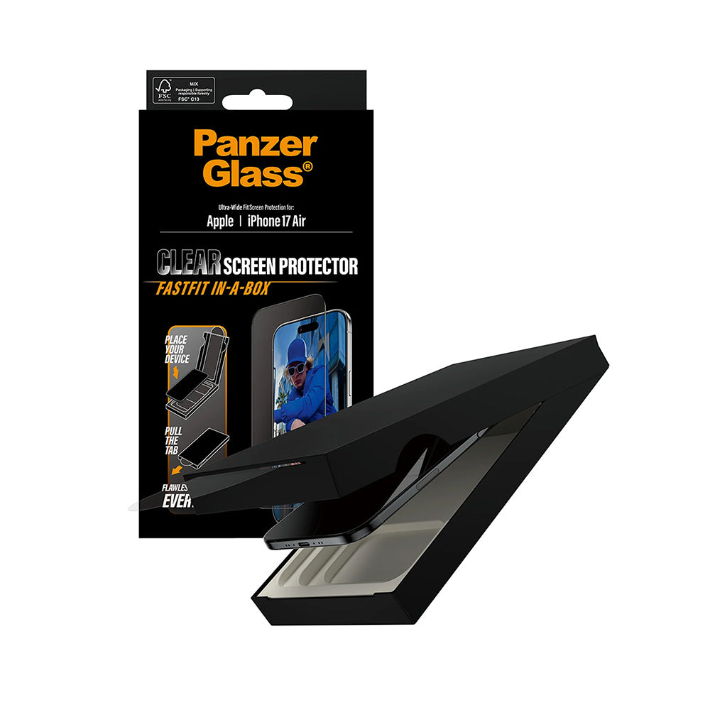 Folie de protectie PanzerGlass® Ultra-Wide Fit w. FASTFIT IN-A-BOX compatibil cu iPhone 17 Air, Negru