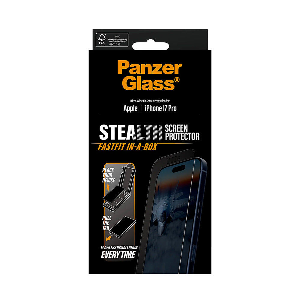 Folie de protectie PanzerGlass® Ultra-Wide Fit Stealth w. FASTFIT IN-A-BOX compatibil cu iPhone 17 Pro, Negru