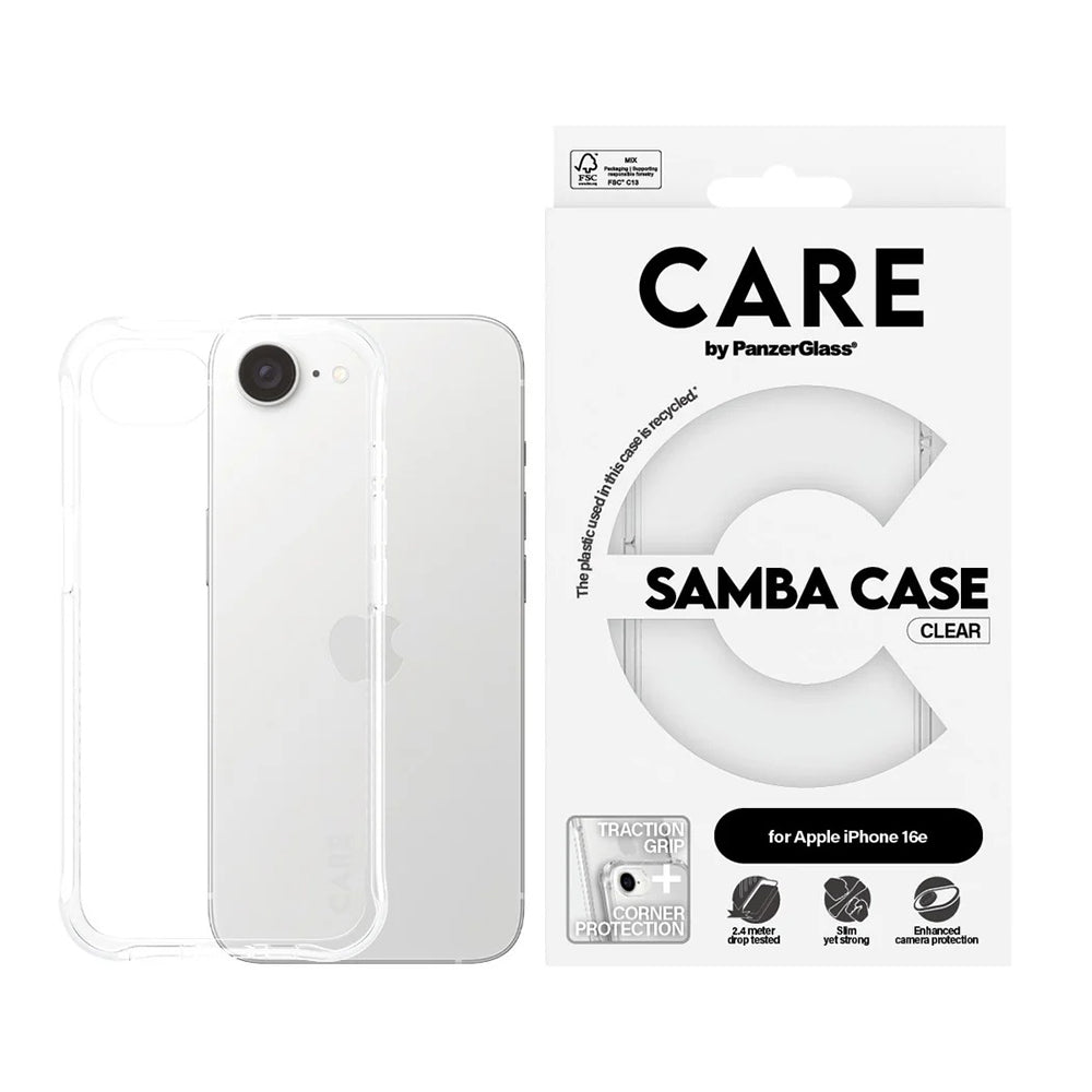 Husa de protectie PanzerGlass® CARE Fashionable compatibil cu iPhone 16e / iPhone 17e, Samba Transparent