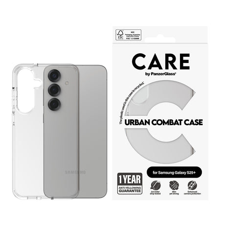 Husa de protectie PanzerGlass® CARE Flagship Urban Combat compatibil cu Samsung Galaxy S25 Plus, Transparent