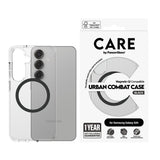 Husa de protectie PanzerGlass® CARE Flagship Urban Combat Black Qi Compatible compatibil cu Samsung Galaxy S25, Transparent