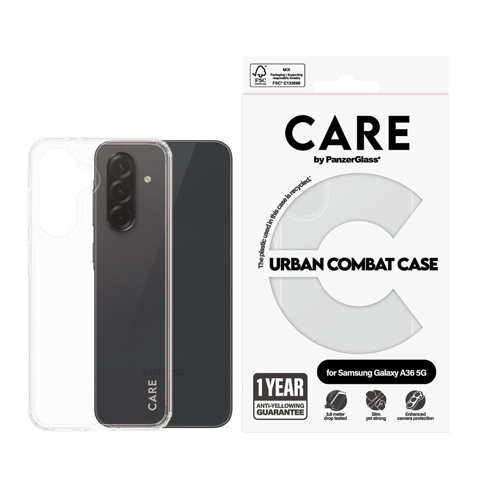 Husa de protectie PanzerGlass® CARE Flagship Urban Combat compatibil cu Samsung Galaxy A36 5G, Transparent