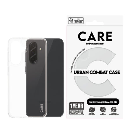 Husa de protectie PanzerGlass® CARE Flagship Urban Combat compatibil cu Samsung Galaxy A36 5G, Transparent
