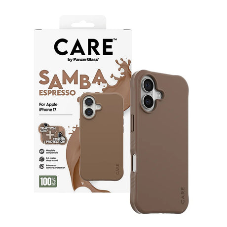 Husa de protectie PanzerGlass® CARE Fashionable w. MagSafe compatibil cu iPhone 17, Samba Espresso