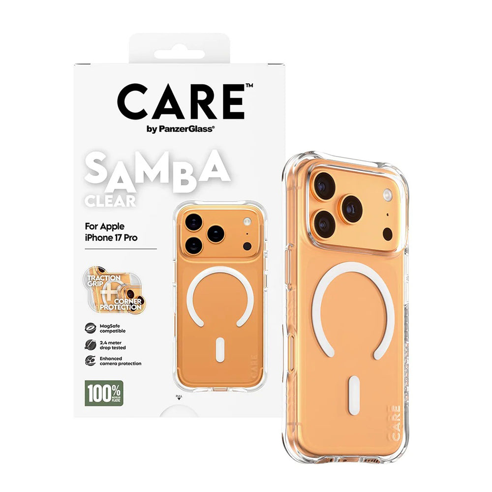 Husa de protectie PanzerGlass® CARE Fashionable w. White MagSafe compatibil cu iPhone 17 Pro, Transparent