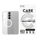 Husa de protectie PanzerGlass® CARE Flagship Urban Combat White Qi Compatible compatibil cu Samsung Galaxy S25 Plus, Transparent