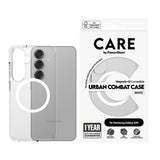 Husa de protectie PanzerGlass® CARE Flagship Urban Combat White Qi Compatible compatibil cu Samsung Galaxy S25, Transparent