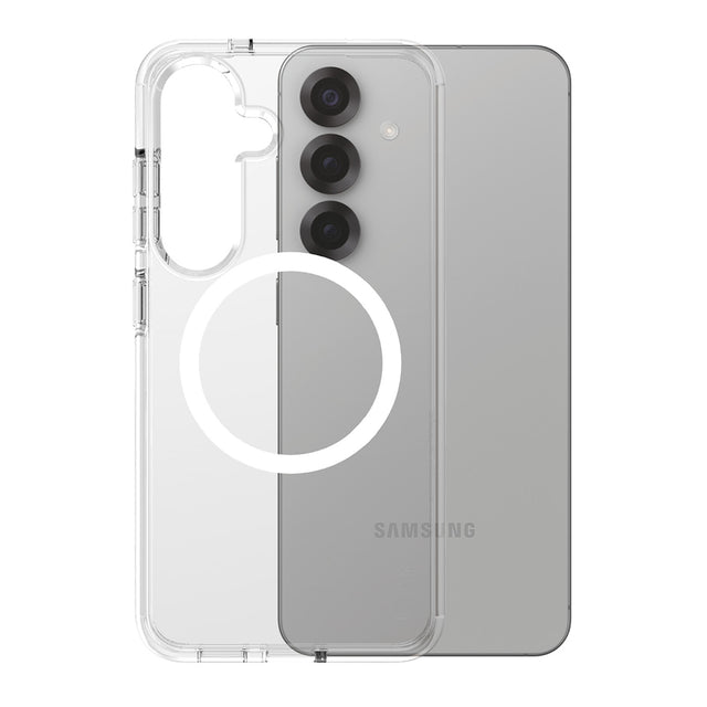 Husa de protectie PanzerGlass® CARE Flagship Urban Combat White Qi Compatible compatibil cu Samsung Galaxy S25, Transparent