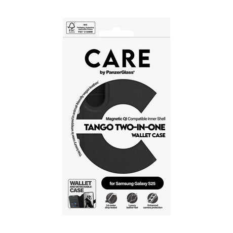 Husa de protectie PanzerGlass® CARE Feature Tango Two-in-One Wallet compatibil cu Samsung Galaxy S25, Negru